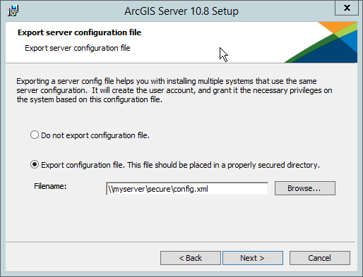 Export a server configuration file Export a server configuration file